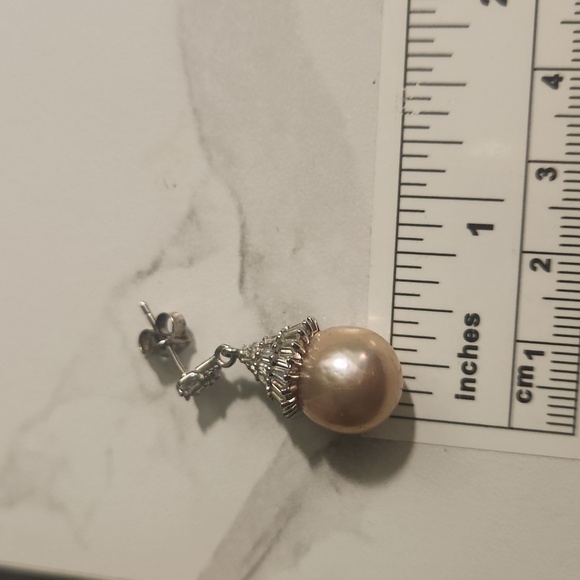 Lavender Pearl Sterling Silver Earrings - Picture 2 of 4